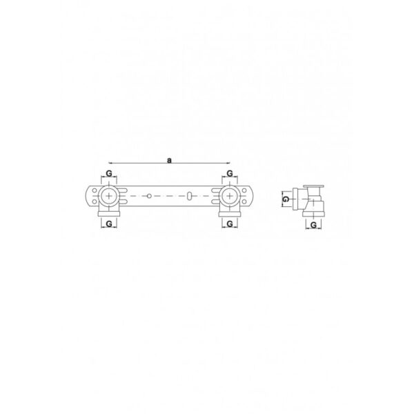 Listwa montażowa bateri 150mm L150 1/2x1/2 mosiądz - obrazek 2