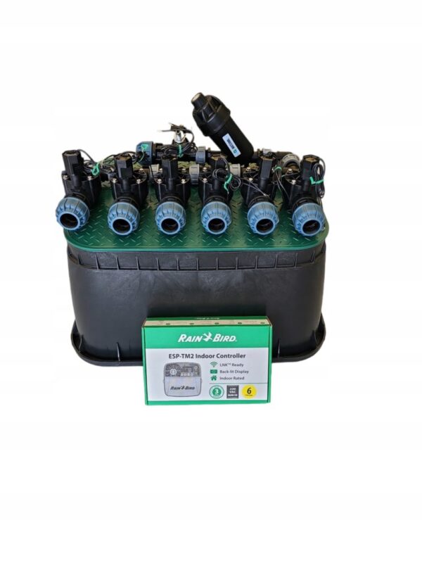 Zestaw Rain Bird HV 6 sekcji: kolektor z filtrem i kompresorem, sterownik TM2 i studzienka PE 20