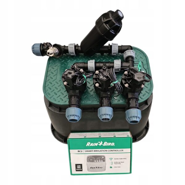 Zestaw Rain Bird HV 3 sekcje: kolektor z filtrem i kompresorem, sterownik RC2 i studzienka PE 25