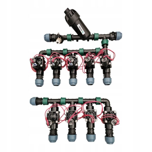 Kolektor Hunter PGV 9 sekcji z filtrem i kompresorem na rurę PE25