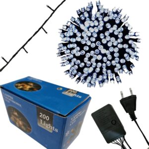 Lampki choinkowe świąteczne 200 LED BIAŁY ZIMNY 12m Wewnętrzne Zewnętrzne