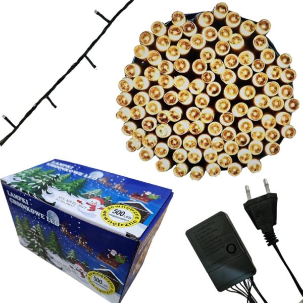 Lampki choinkowe świąteczne LED 500 Biały Ciepły
