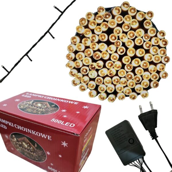Lampki choinkowe świąteczne LED 500 Biały Ciepły - obrazek 4