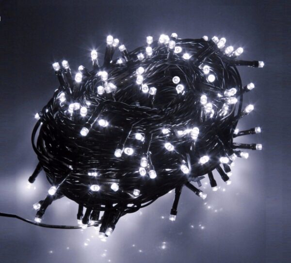 Lampki choinkowe świąteczne 200 LED BIAŁY ZIMNY 12m Wewnętrzne Zewnętrzne - obrazek 3