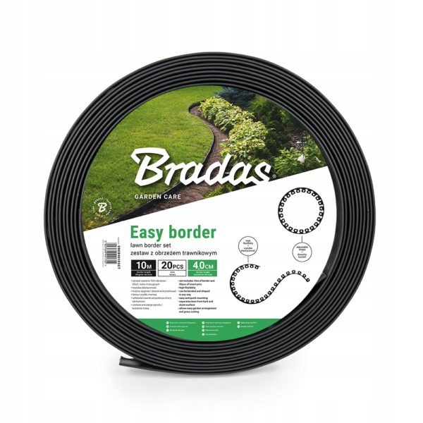 ZESTAW OBRZEŻE TRAWNIKOWE 40mm EASY BORDER CZARNY 10 METRÓW Z 20 KOTWAMI - obrazek 2