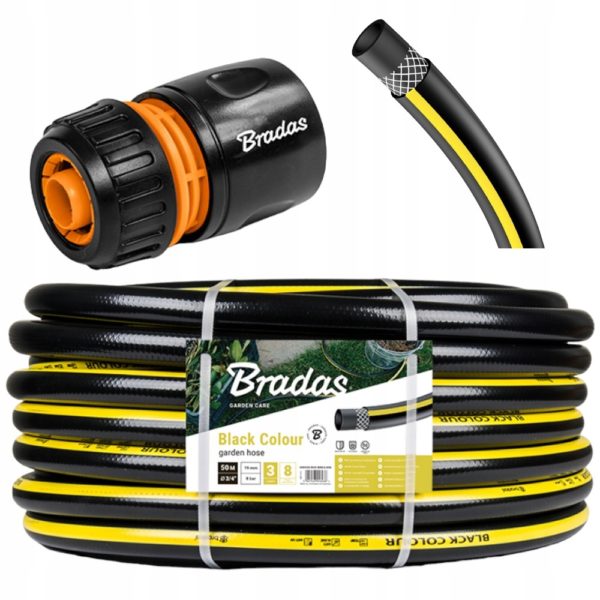WĄŻ OGRODOWY BRADAS BLACK COLOUR 1/2`` 50 METRÓW + GRATIS SZYBKOZŁĄCZKA 1/2