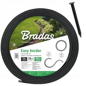 ZESTAW OBRZEŻE TRAWNIKOWE 40mm EASY BORDER CZARNY 10 METRÓW Z 20 KOTWAMI