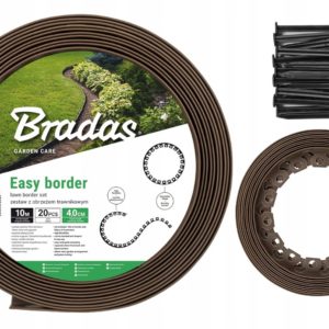 ZESTAW OBRZEŻE TRAWNIKOWE 40mm EASY BORDER BRĄZOWY 10 METRÓW Z 20 KOTWAMI