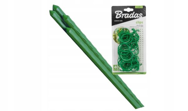 ZESTAW 10 SZTUK TYCZKI PODPORY STALOWE DO ROŚLIN 1,1 x 150 CM + ZAPINKI 40x - obrazek 2