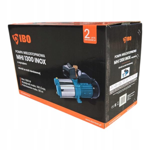 POMPA POWIERZCHNIOWA IBO MHI 1300 INOX z osprzętem oraz ZŁĄCZKA 32-1``M - obrazek 3