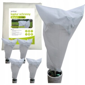 KAPTUR na rośliny 1x1,20m WOREK ZIMOWY 100x120 Agrowłóknina SZNUREK 5 sztuk
