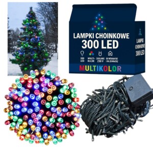 LAMPKI CHOINKOWE 300 LED MULTIKOLOR 24m kolorowe na choinkę PROGRAMATOR