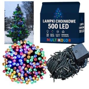 LAMPKI CHOINKOWE 500 LED MULTIKOLOR 40m kolorowe na choinkę PROGRAMATOR