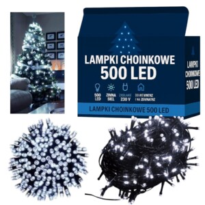 LAMPKI choinkowe 500 LED BIAŁE ZIMNE 40m łańcuch na choinkę PROGRAMATOR