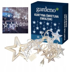 KURTYNA ŚWIETLNA GWIAZDKI 120 LED 4,7m BIAŁY ZIMNY GIRLANDA lampki Święta