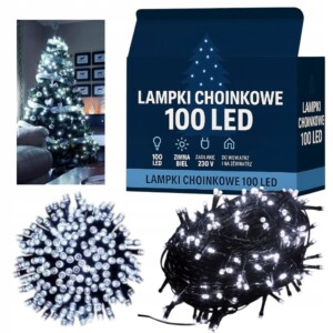 LAMPKI choinkowe 100 LED BIAŁE ZIMNE 8,5m ŁAŃCUCH na choinkę PROGRAMATOR