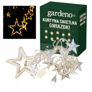 KURTYNA ŚWIETLNA GWIAZDKI 120 LED 4,7m BIAŁY CIEPŁY GIRLANDA lampki Święta