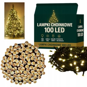 LAMPKI choinkowe 100 LED BIAŁY CIEPŁY łańcuch 8,5m na choinkę PROGRAMATOR