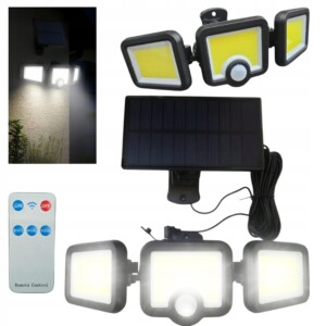 LAMPA SOLARNA 3w1 LED Czujnik zmierzchu i ruchu PILOT Panel Zewnętrzna