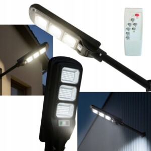 LAMPA ULICZNA solarna LED jak 1400W czujnik ZMIERZCHU ruchu PILOT UCHWYT